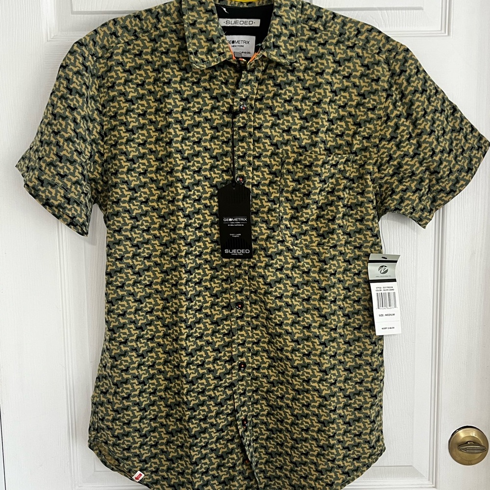 Green and Black Casual Button Down Shirt